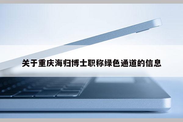 關(guān)于重慶海歸博士職稱綠色通道的信息